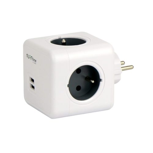 AURA line CUBE adapter 4 socket 2xUSB