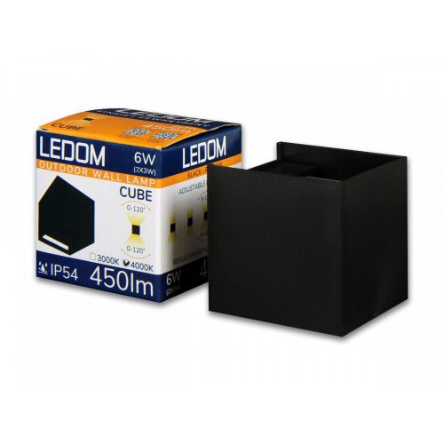 LEDline LEDOM Outdoor wall mounted luminaire LED 2x3W 3000K IP54 black CUBE