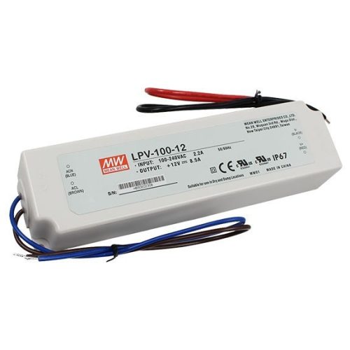 MW LPV-100-12 IP67 190x52x37 mm 12V DC