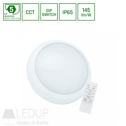 NYMPHEA CITY PRO 2 18/24W CCT 230V 120DEG IP65 IK08 FI320X80MM WHITE ROUND, SENSOR + REMOTE, 5Y WARRANTY